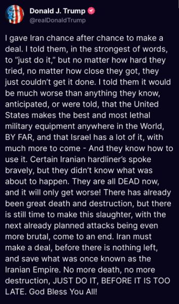 منشور ترامب على 