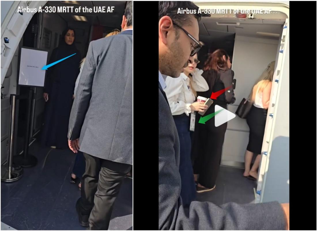 لقطتان من الفيديو المتداول مع إضافة إشارات نحو العناصر المثيرة للشكّ