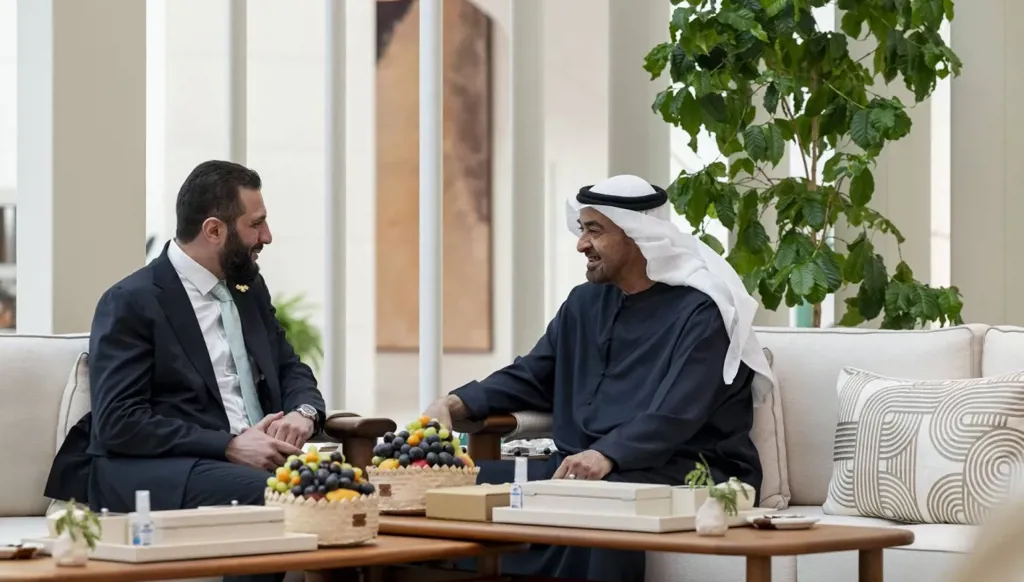 الشرع ومحمد بن زايد يبحثان تعزيز التعاون الاقتصادي والاستثماري