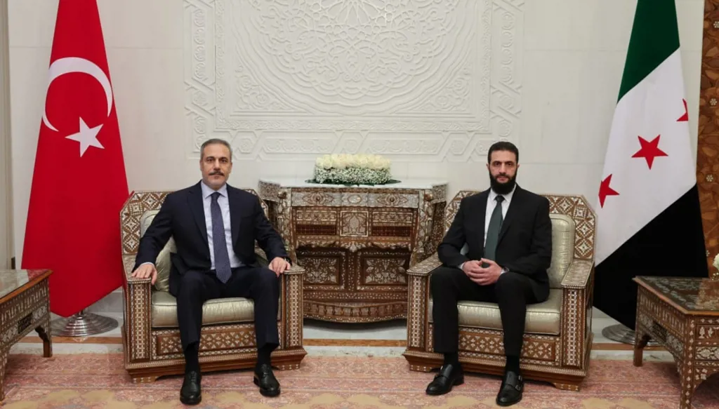 الشرع وفيدان يحتسيان القهوة على قمة جبل قاسيون (فيديو)