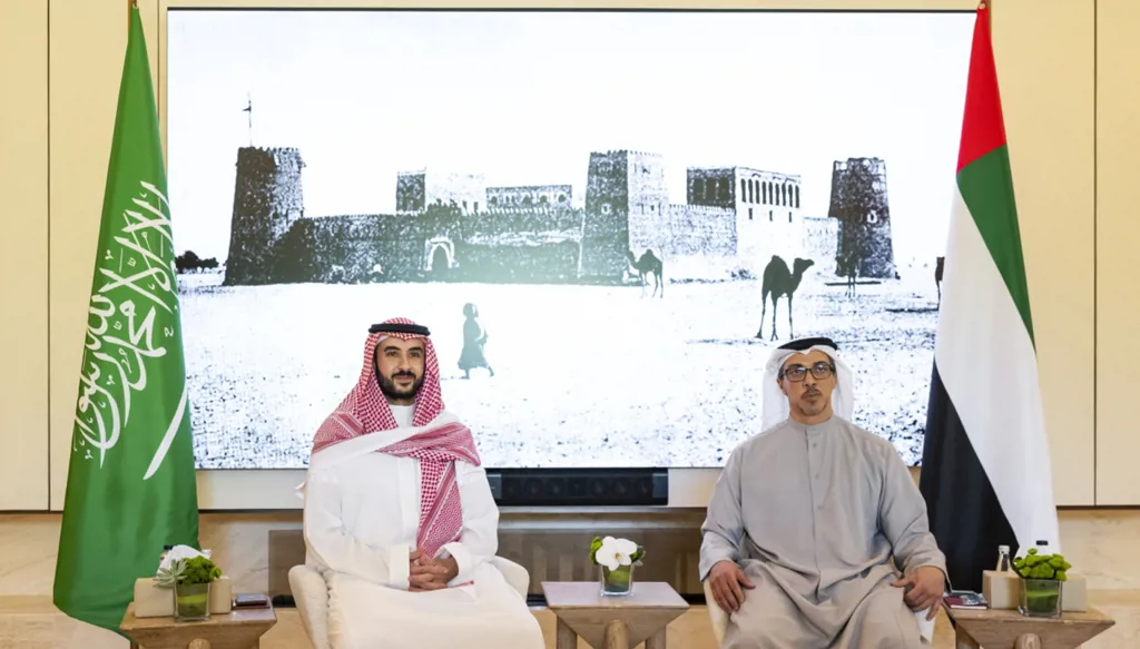 الشيخ منصور بن زايد والأمير خالد بن سلمان (وام)