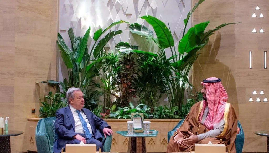 بن سلمان وغوتيريش (واس)