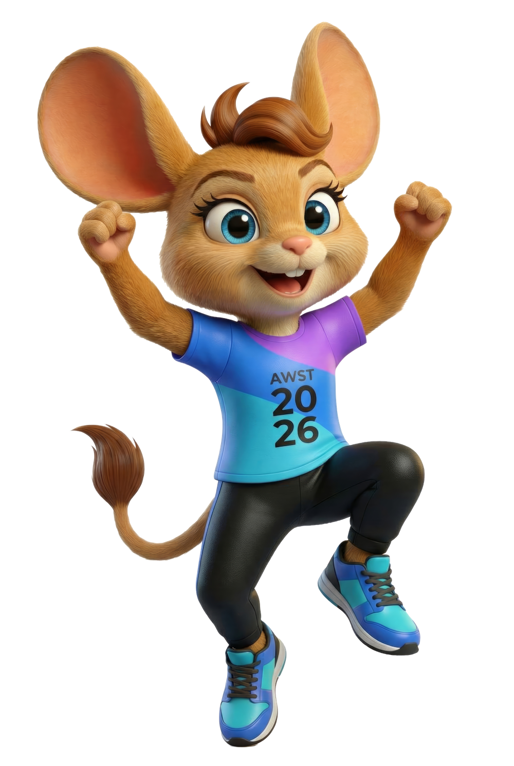 تصميم التميمة الرسمية للدورة على هيئة أنثى الجربوع. (وكالات)