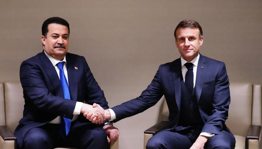 السوداني وماكرون يبحثان تطورات الأوضاع في المنطقة
