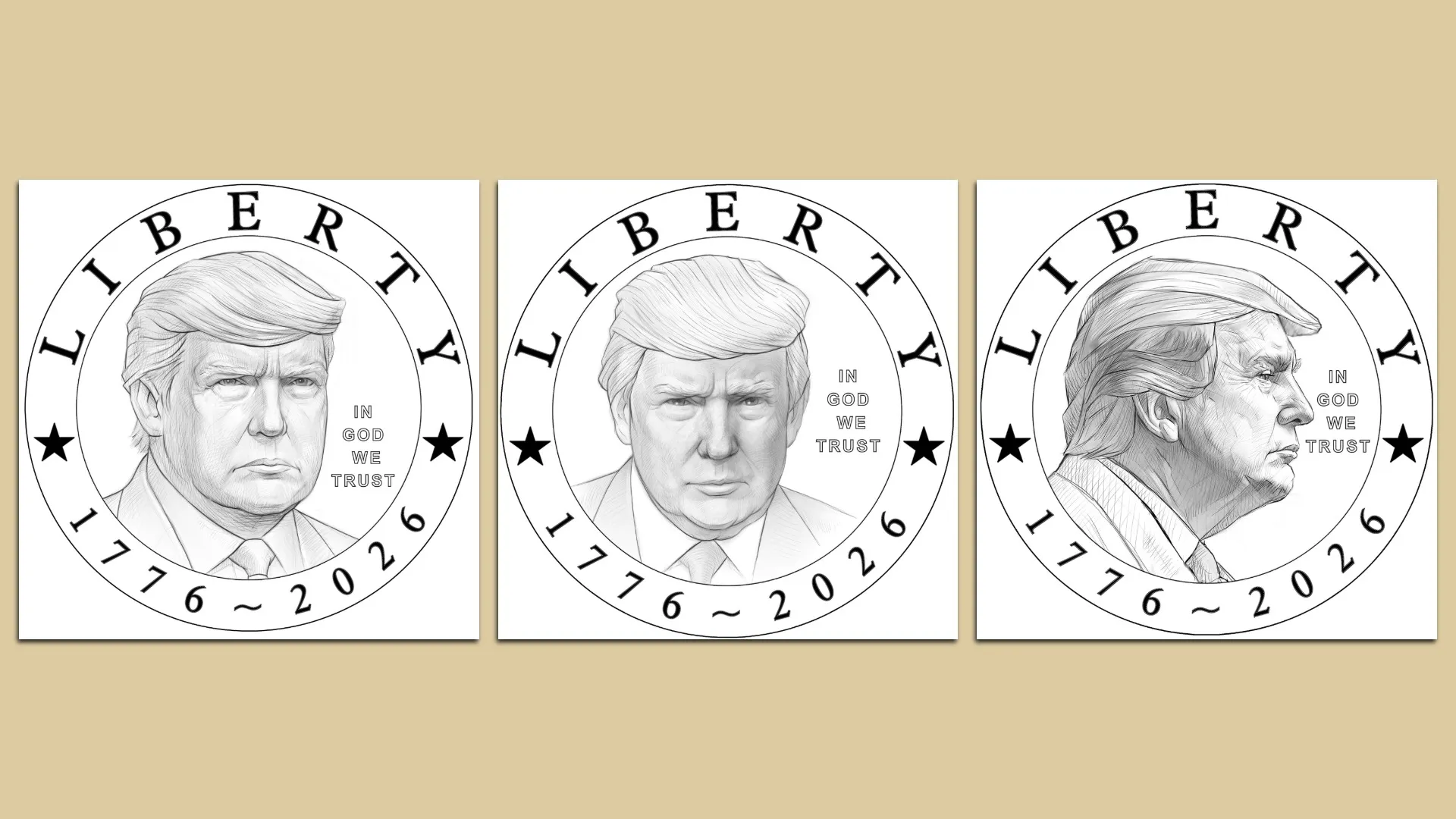 التصاميم المقترحة لعملة 1 دولار الصادرة بمناسبة الذكرى الخمسين في عام 2026. (دار سك العملة الأميركية)