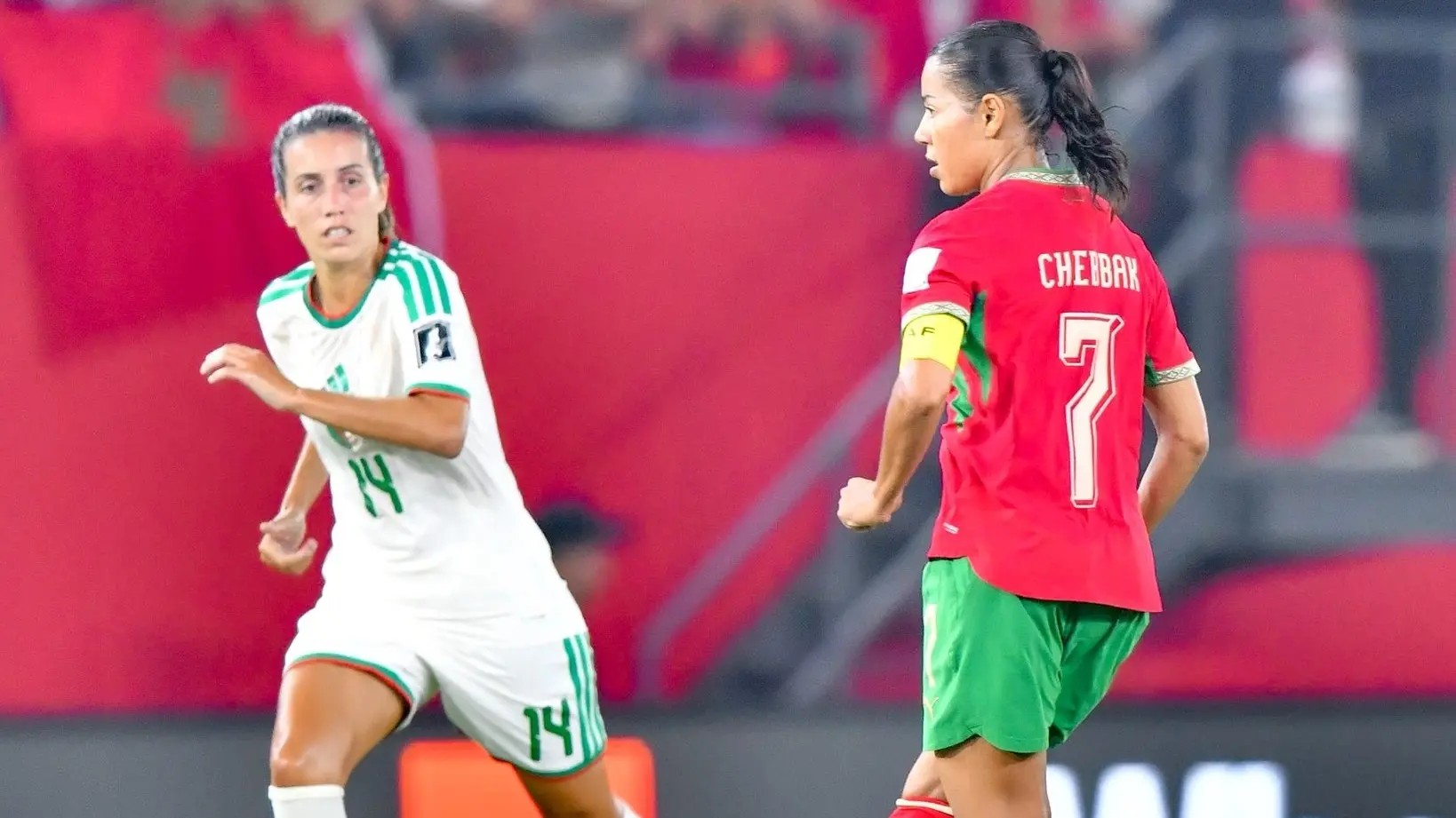 من المباراة السابقة بين المغرب والجزائر في كأس أمم أفريقيا للسيدات.