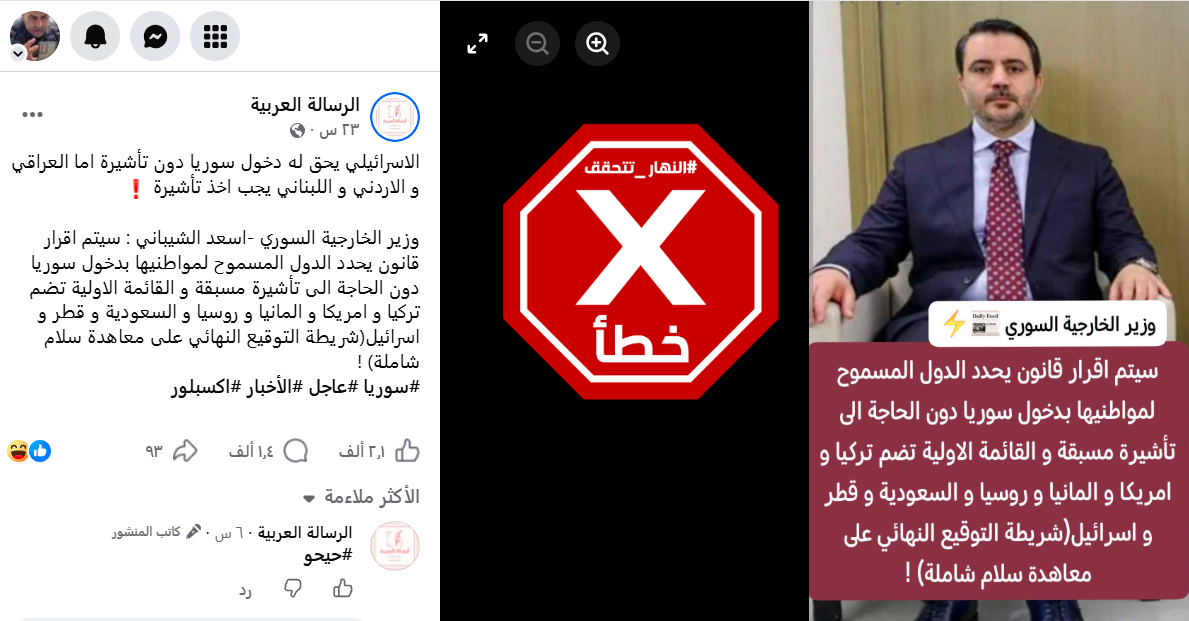 المنشور الخاطئ المتناقل (فايسبوك)
