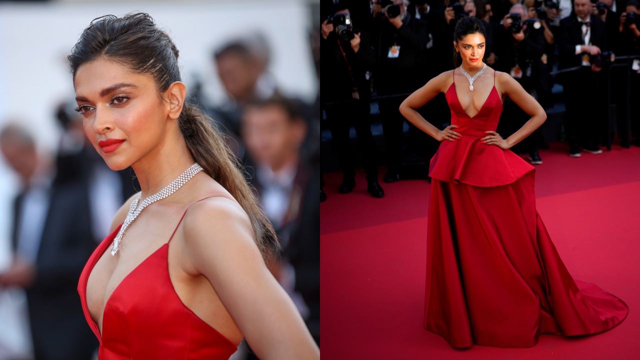 ديبيكا بادوكون جريئة وجميلة بفستان أحمر من تصميم لوي فويتون (صور)