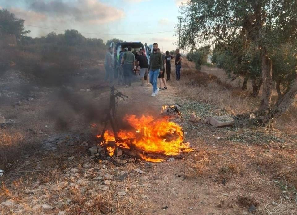 لحظة استهداف الدراجة