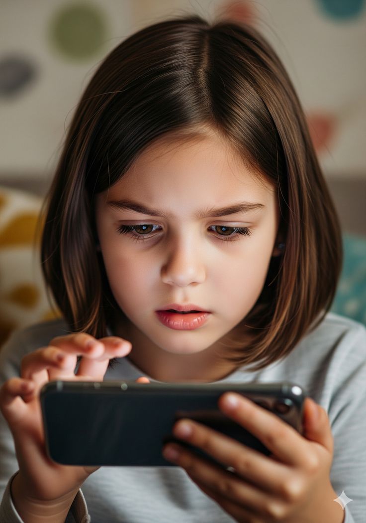 طفلة أمام شاشة الجوّال (Pinterest)