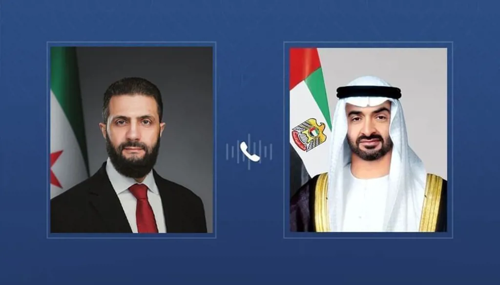 محمد بن زايد وأحمد الشرع يبحثان تعزيز التعاون بين الإمارات وسوريا