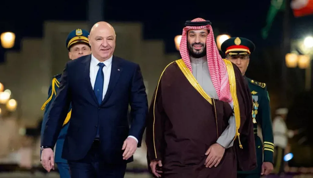 Crown Prince Mohammed bin Salman receiving President Joseph Aoun during his visit to Riyadh (archive image)
