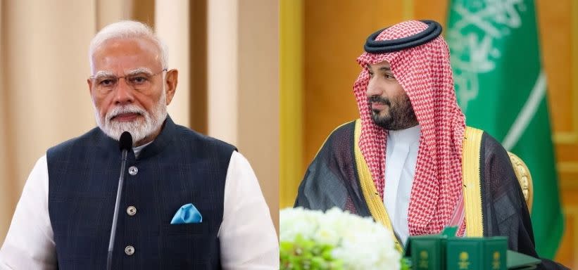 ناريندرا مودي ومحمد بن سلمان (وكالات).
