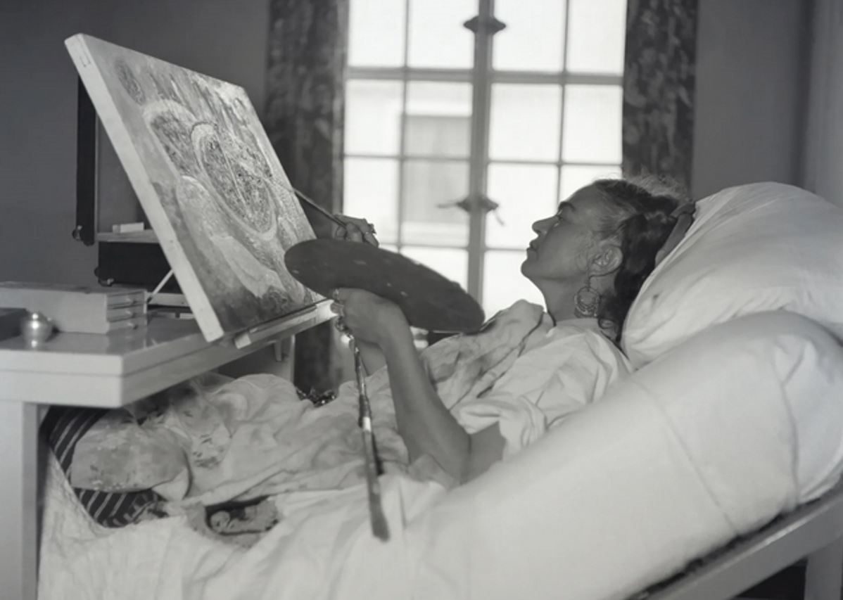 ترسم وهي تتأَلم على سرير المستشفى الإِنكليزي (1953)