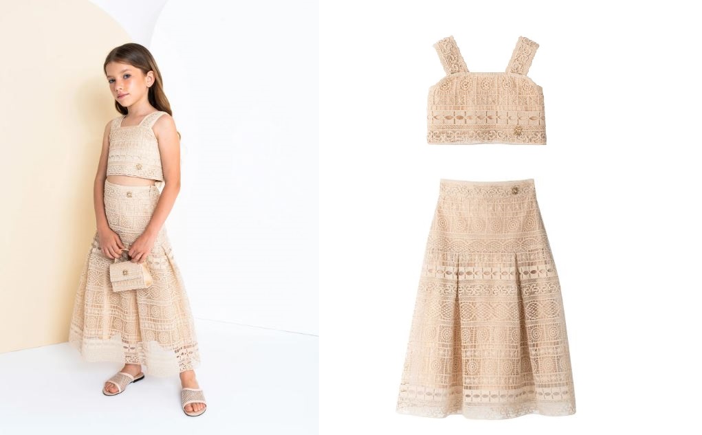  تنورة وكروب توب مكرامية من مجموعة إيلي صعب الجديدة للأطفال (موقع العلامة التجارية)