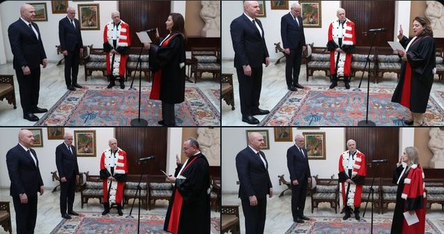 أداء أعضاء مجلس القضاء الأعلى الذين صدر مرسوم تعيينهم اليمين (الوكالة الوطنية)