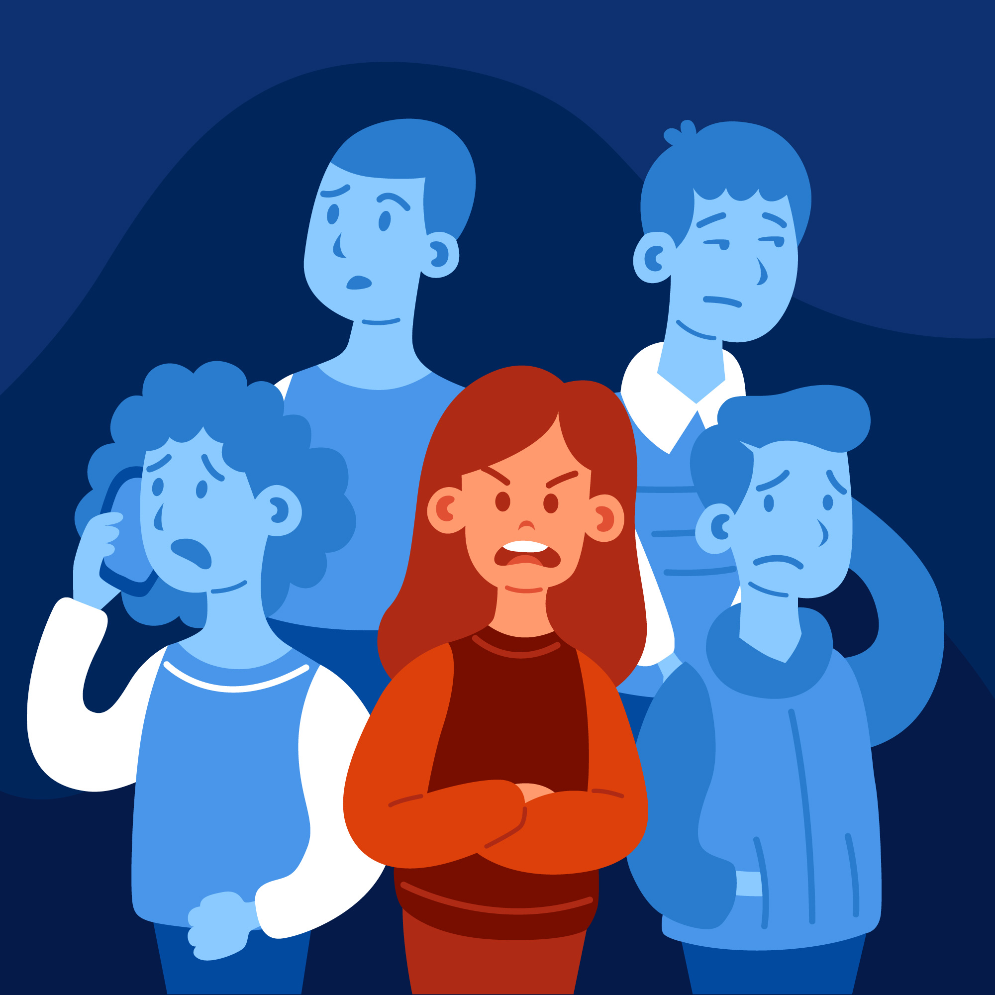 شخص غاضب وسط الحشد (Freepik).