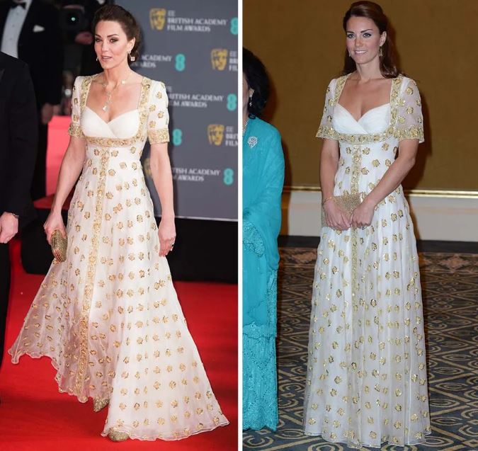 كيت ميدلتون بفستان ذهبي فاخر من ألكسندر ماكوين بمناسبتين مختلفتين (انستغرام)
