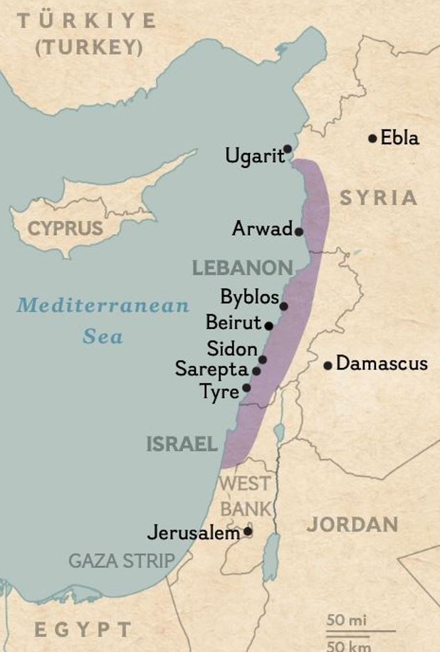 خارطة الفينيقيين على شاطئ لبنان.