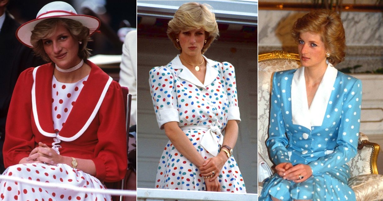 الاميرة ديانا بفساتين بولكا دوت ملوّن (Pinterest)