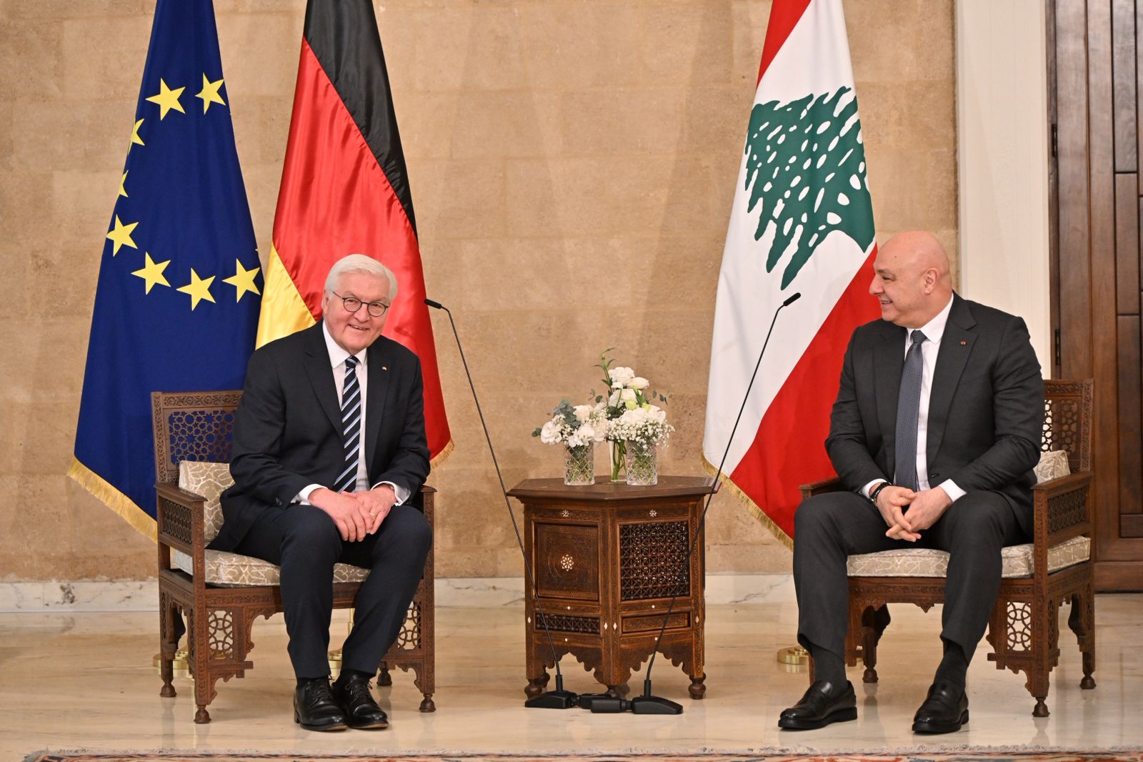 لقاء الرئيسين اللبناني والألماني. (نبيل اسماعيل)