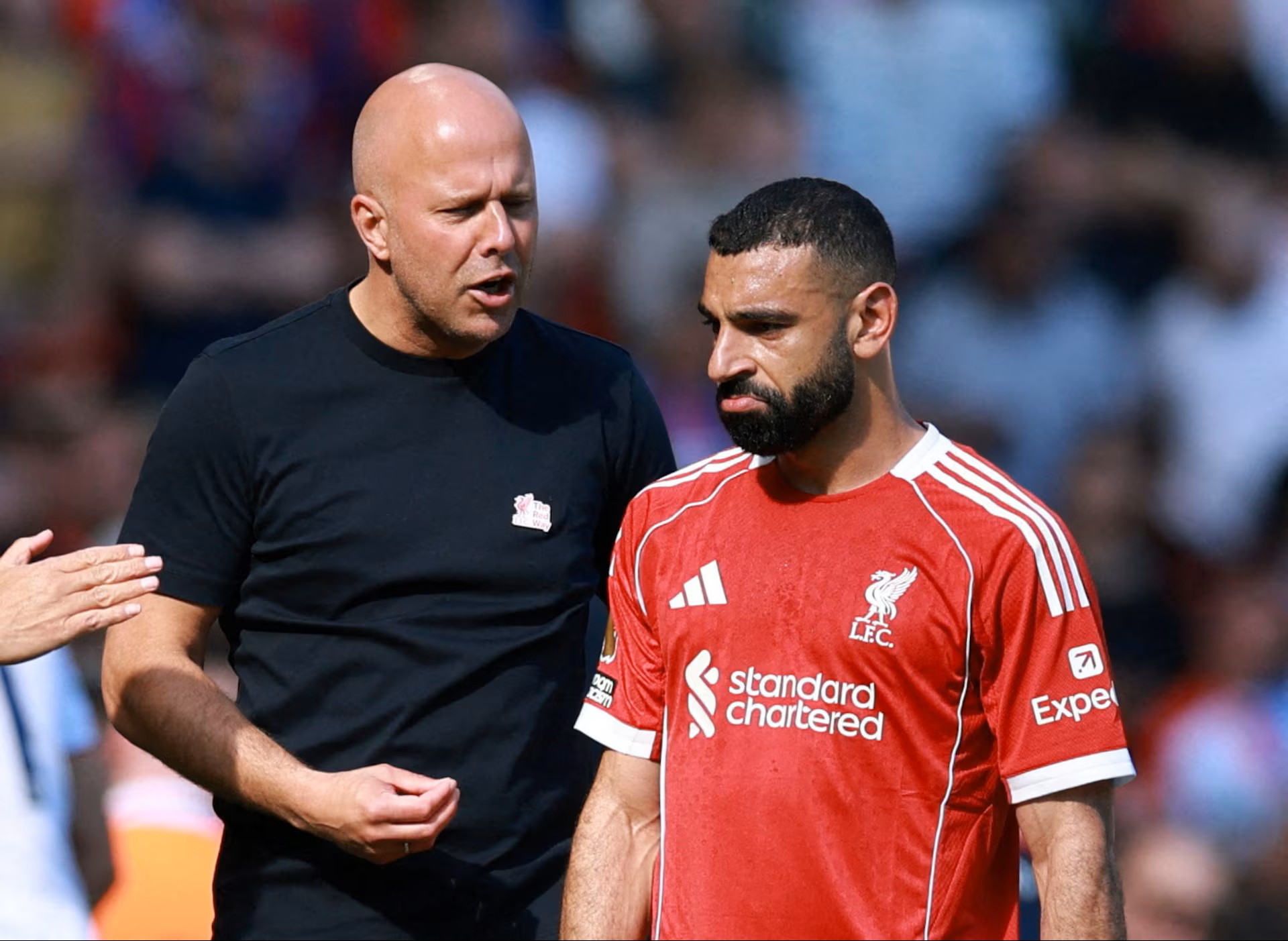 محمد صلاح وسلوت. (أ ف ب)