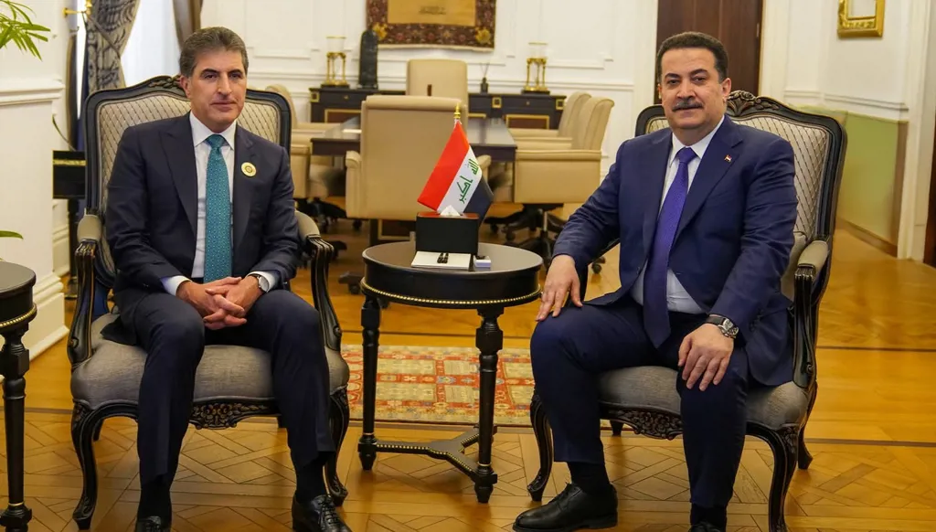 السوداني وبارزاني يؤكدان ضرورة تحييد العراق عن الصراعات