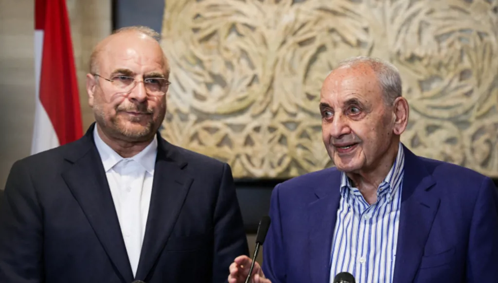 نبيه بري ومحمد باقر قاليباف (أرشيفية).