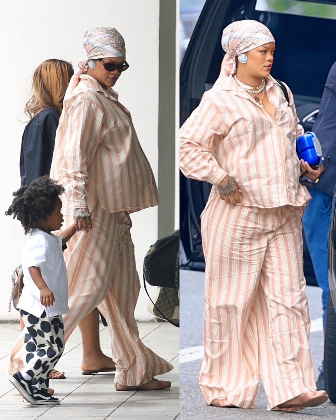 ريهانا برفقة ابنها البكر تتألّق بملابس الحمل المريحة (انترنت)