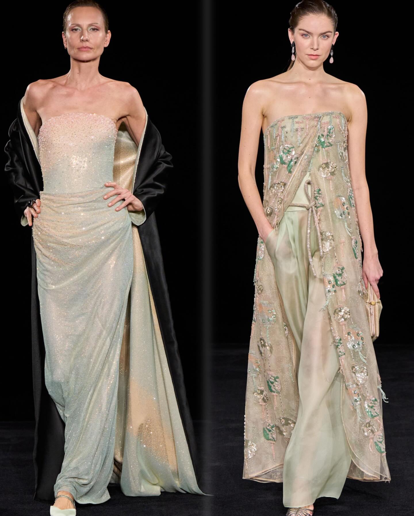 من عرض أزياء أرماني بريفييه في أسبوع الخياطة الراقية بباريس (إنستغرام)