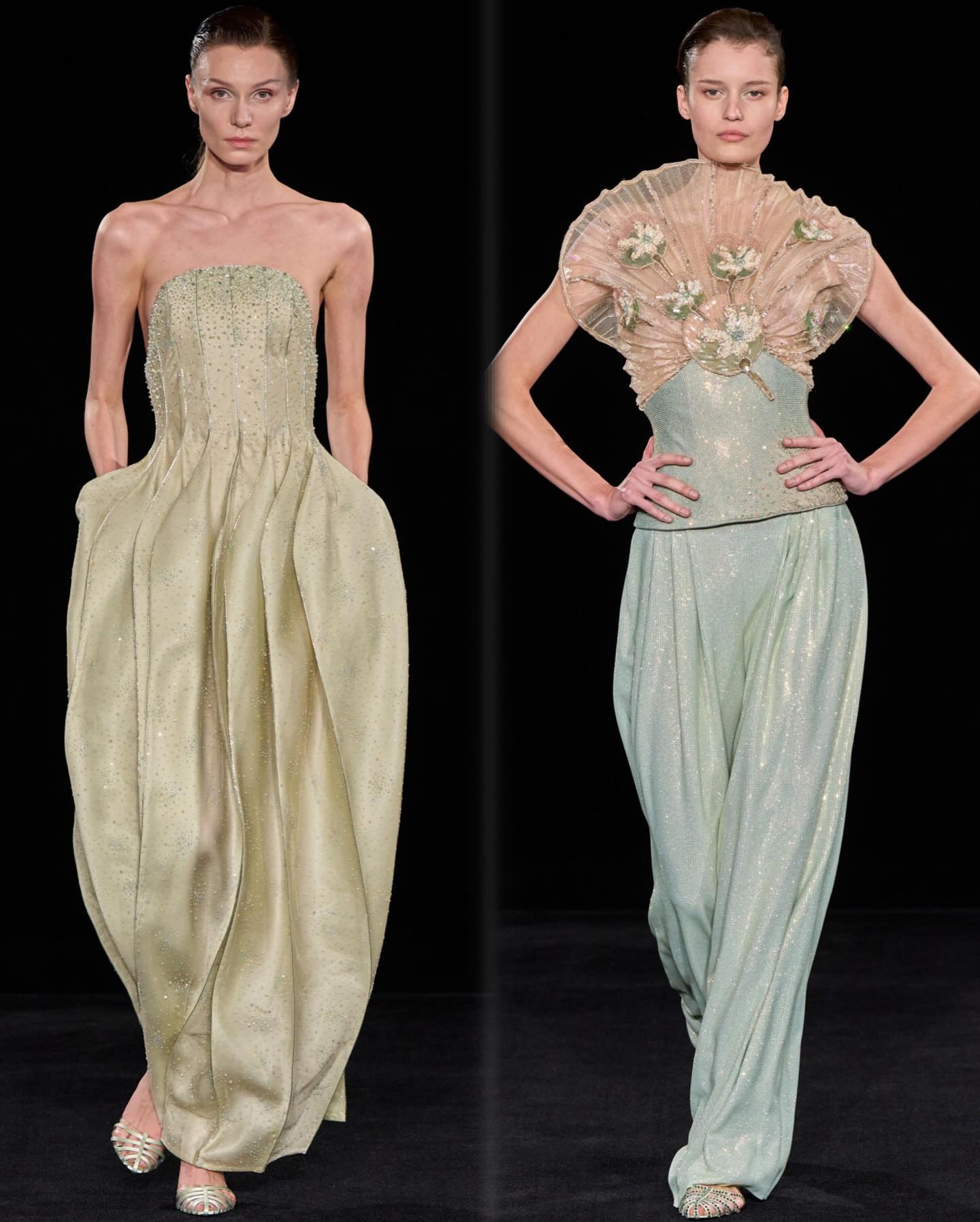 من عرض أزياء أرماني بريفييه في أسبوع الخياطة الراقية بباريس (إنستغرام)