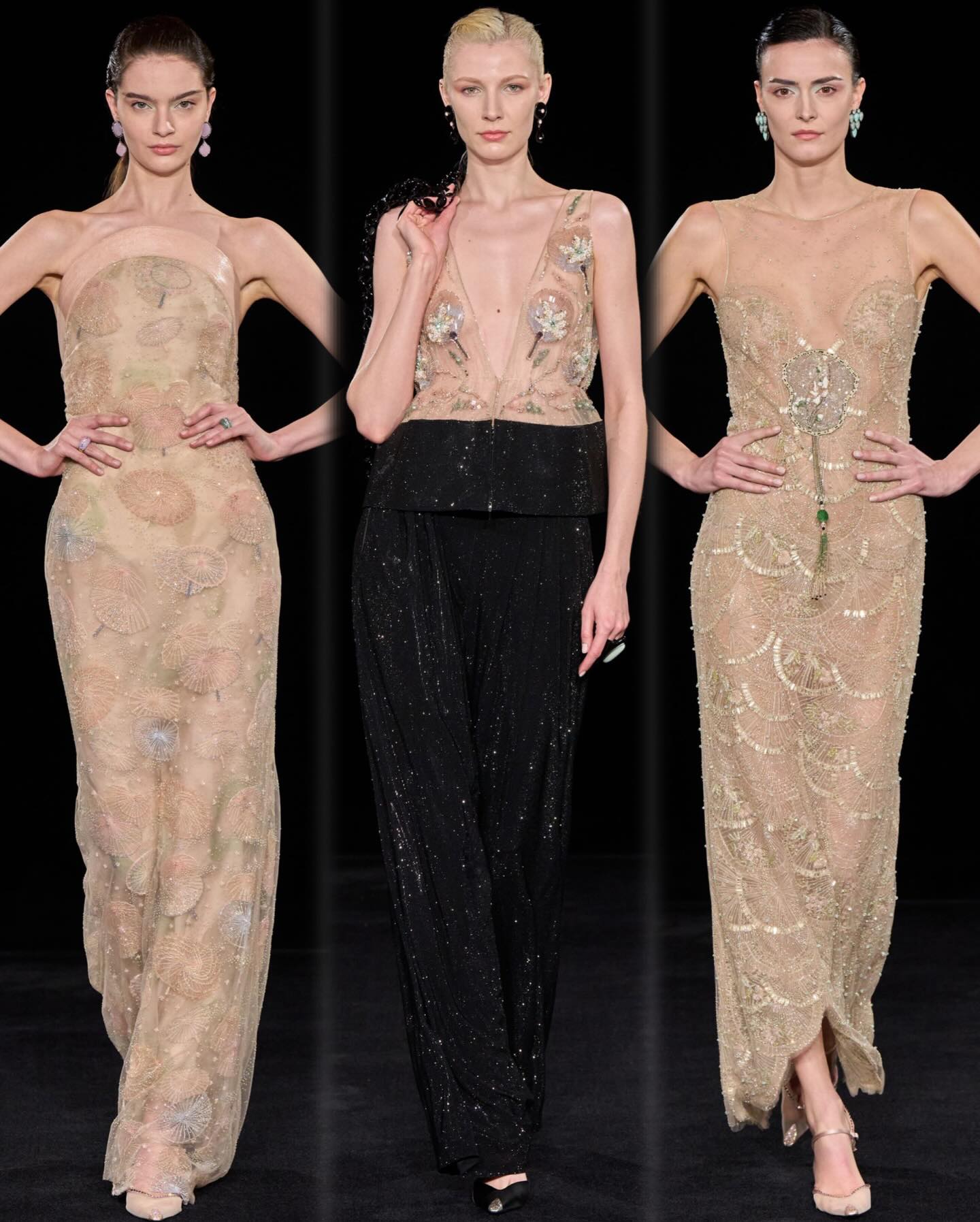 من عرض أزياء أرماني بريفييه في أسبوع الخياطة الراقية بباريس (إنستغرام)