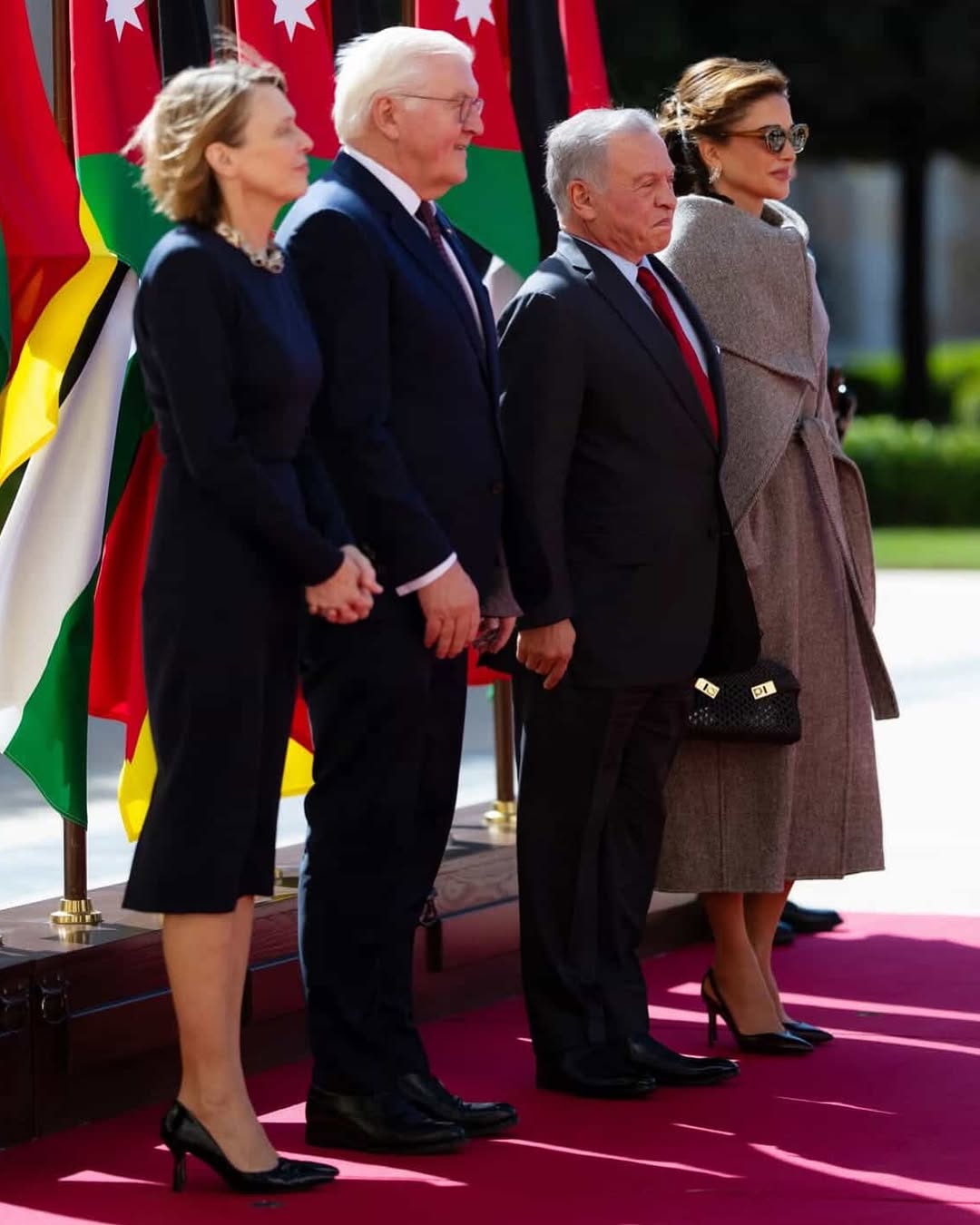 الملكة رانيا تتألق في قصر الحسينية أثناء استقبال الرئيس الألماني فرانك فالتر شتاينماير (انستغرام)