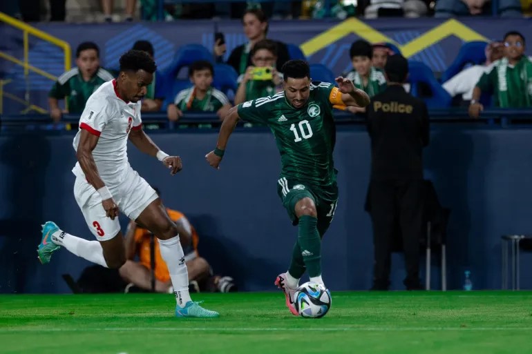 من مباراة سابقة بين السعودية والأردن.