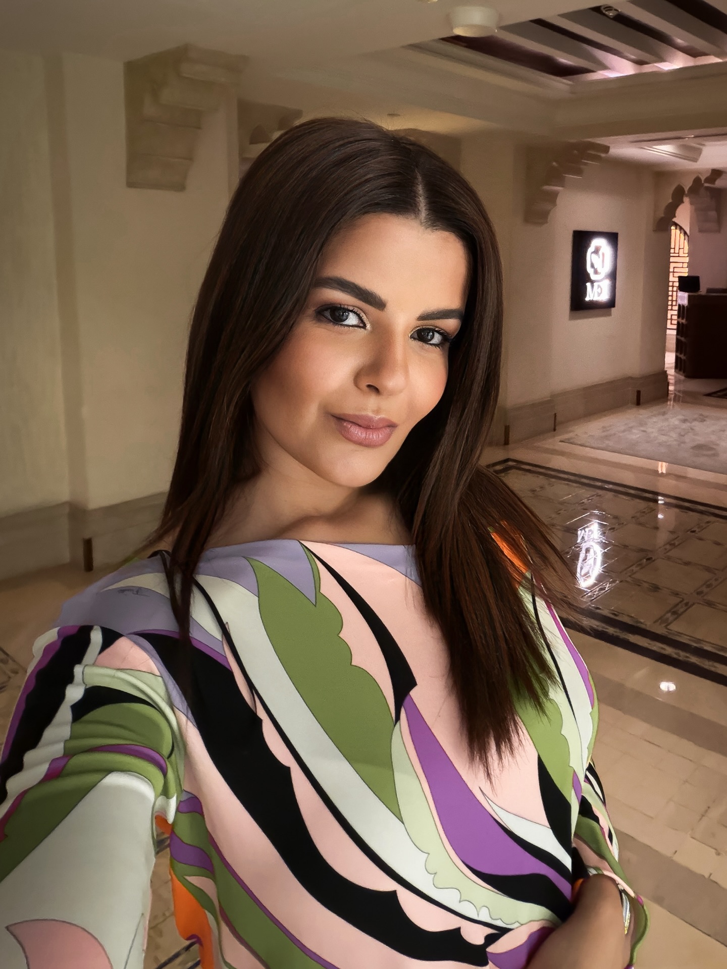 سارة عبد الله بتصميم إميليو بوتشي (إنستغرام)