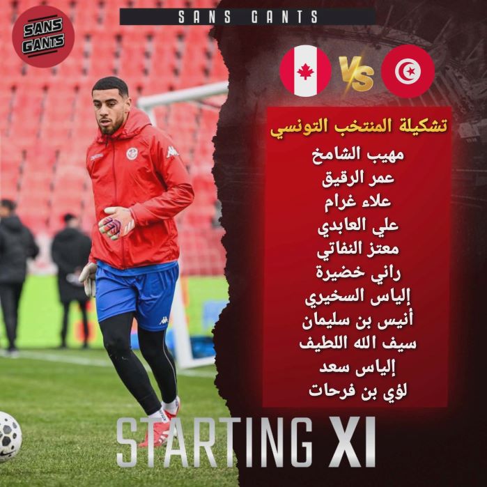 تشكيلة تونس الرسمية لمواجهة كندا استعداداً لكأس العالم 2026.
