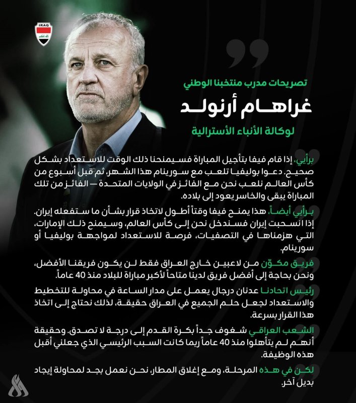 مدرب العراق أرنولد.