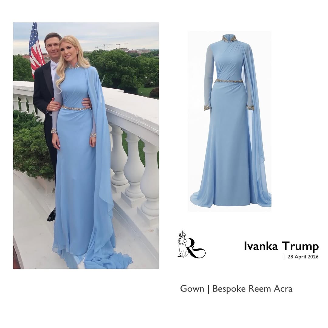 إيفانكار ترامب بفستان ريم عكرا الكلاسيكي في العشاء التكريمي للملك تشارلز (انستغرام)