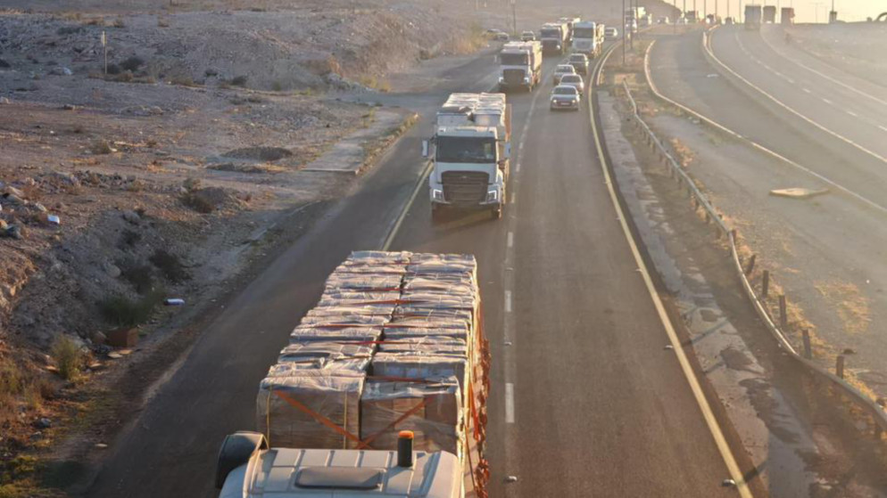 قافلة مساعدات أردنية برية إلى قطاع غزة (الهيئة الخيرية الهاشمية)