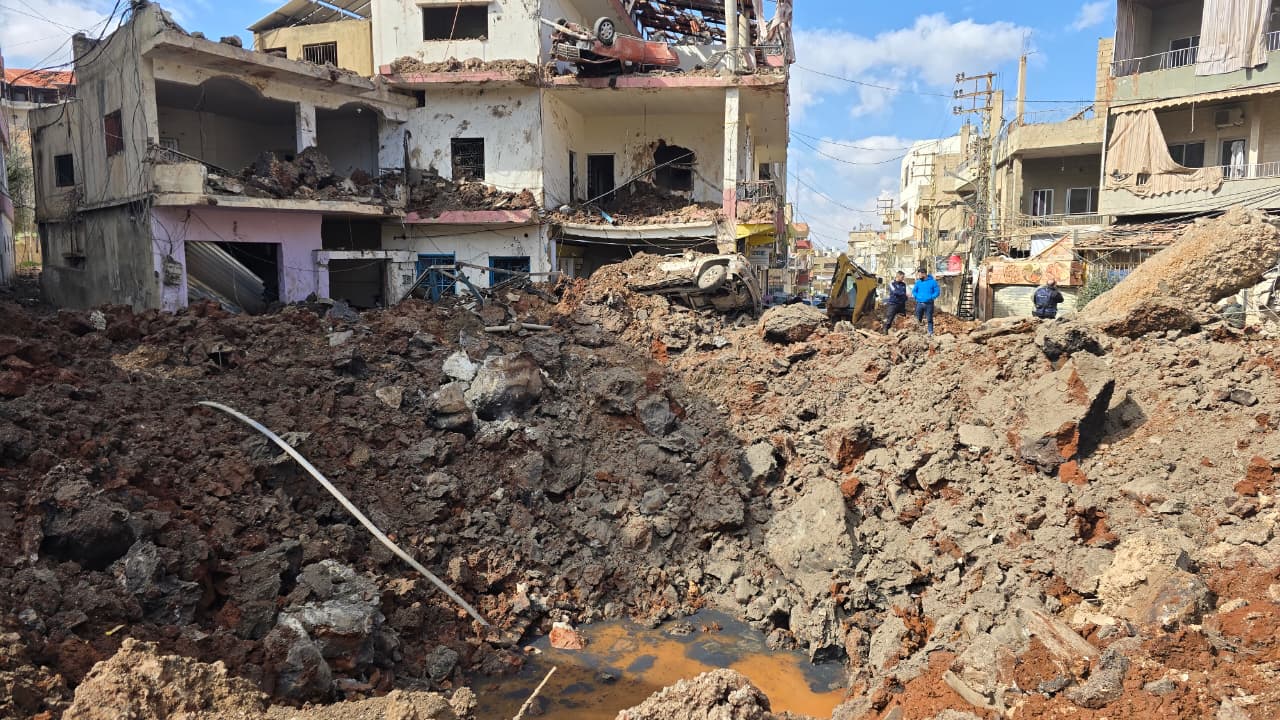 آثار الدمار في النبي شيت (النهار) 