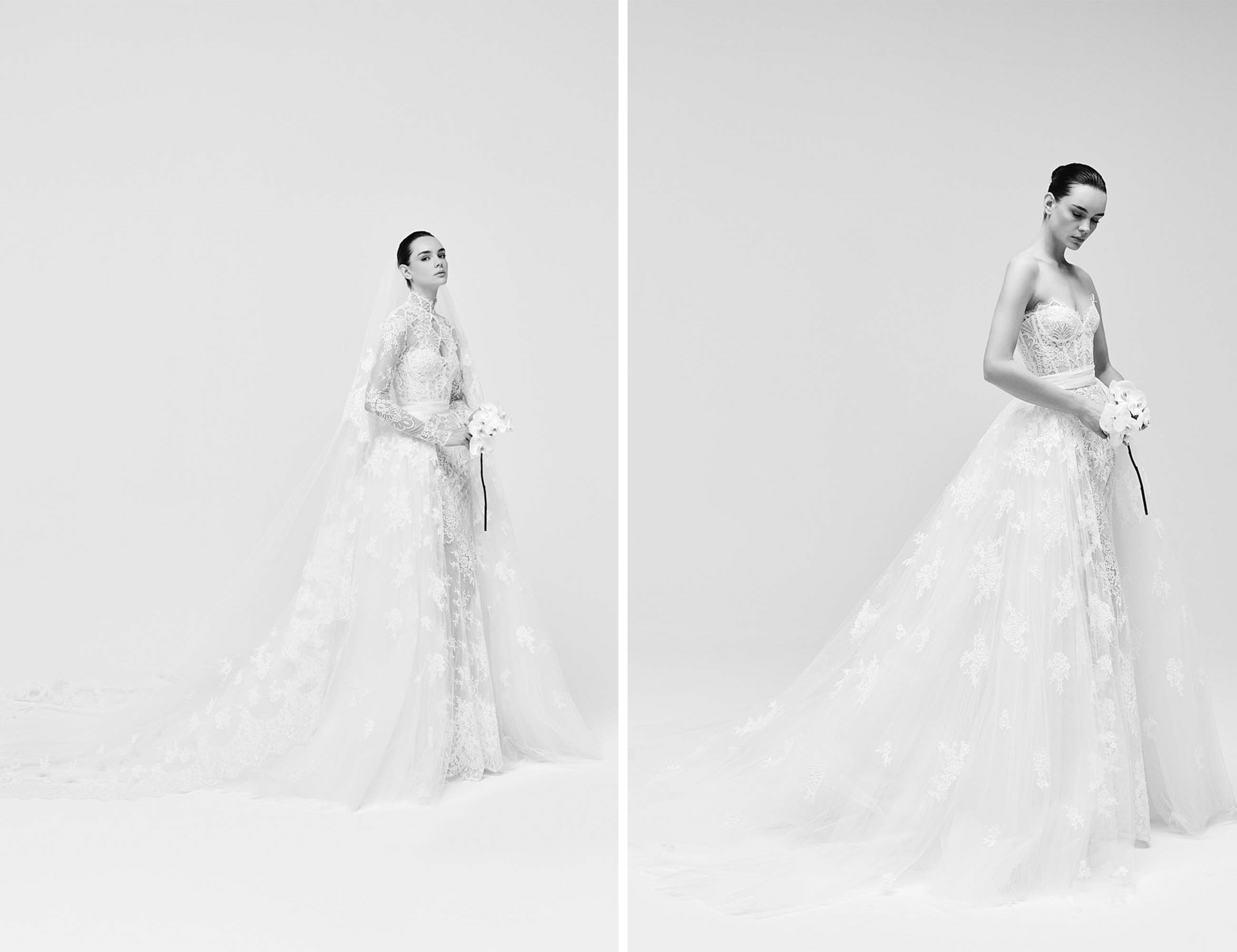 فستان ابيض ناعم بالدانتيل لعروس 2026 بتوقيع زهير مراد (الموقع الإلكتروني الرسمي للمصمم)