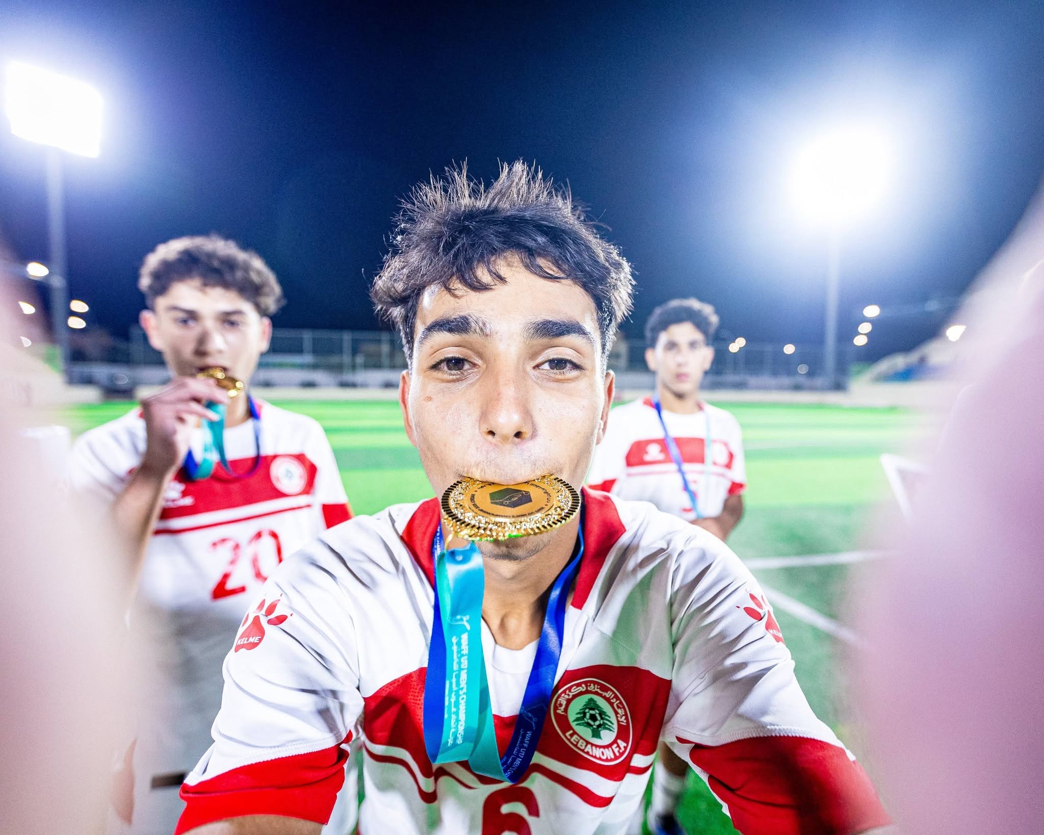 من حفل تتويج منتخب لبنان للناشئين باللقب. (فيسبوك)