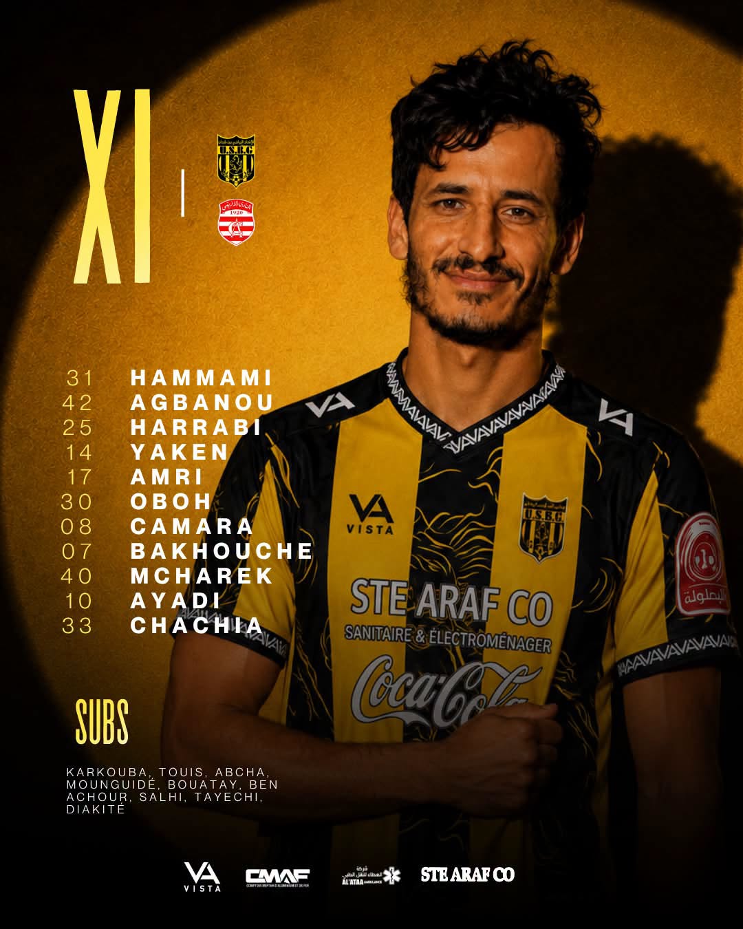 تشكيلة اتحاد بن قردان لمواجهة النادي الأفريقي في الدوري التونسي.