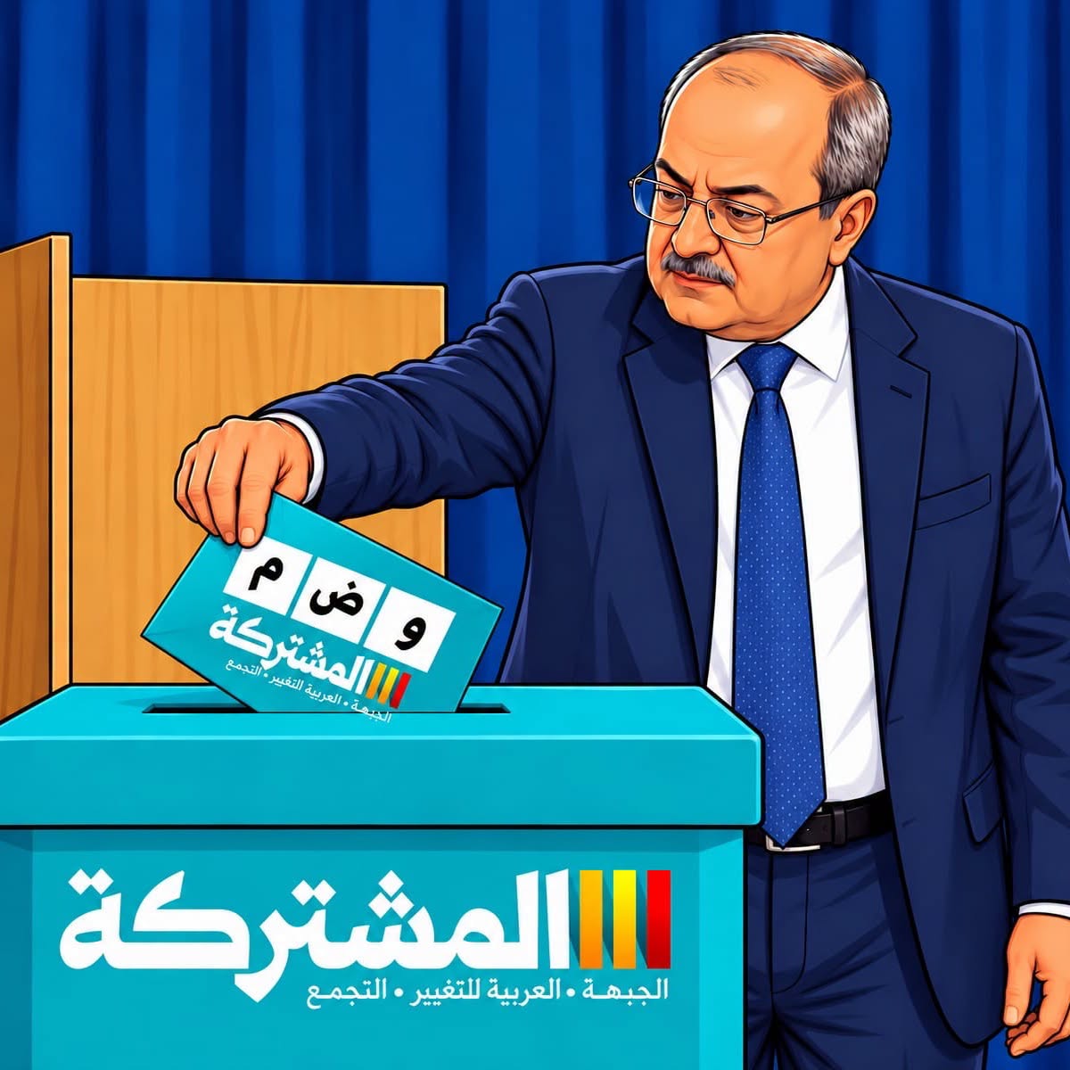 رسم لاحمد الطيبي بينما يدلي بصوته
