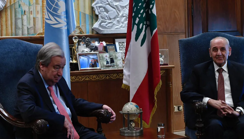 بري بعد لقائه غوتيريش:  لالتزام إسرائيل بالإنسحاب من الأراضي اللبنانية ووقف خروقاتها