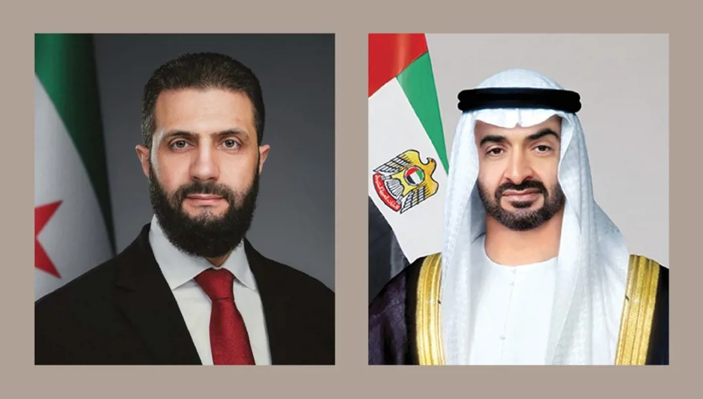 رئيس الامارات يبحث مع الشرع تطورات الشرق الأوسط وترسيخ الأمن والاستقرار