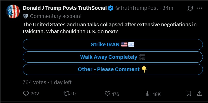 تدوينة الرئيس الأميركي.