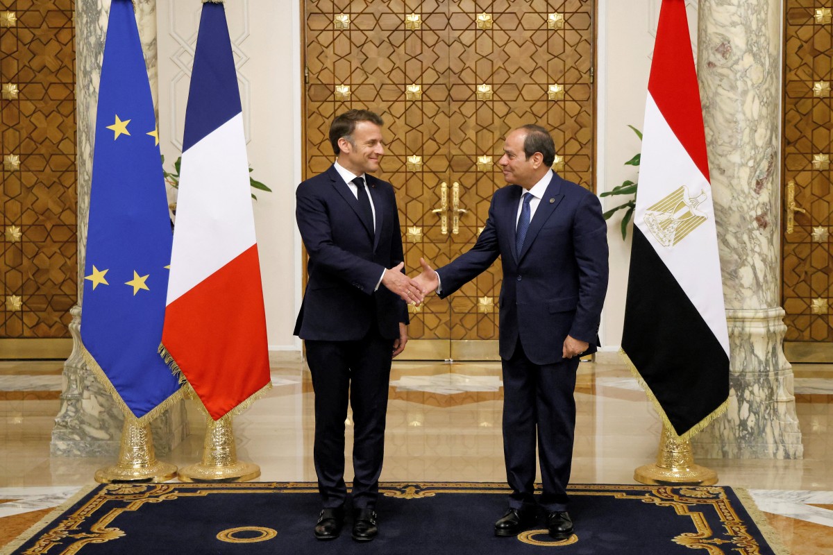 السيسي وماكرون. (أ ف ب)