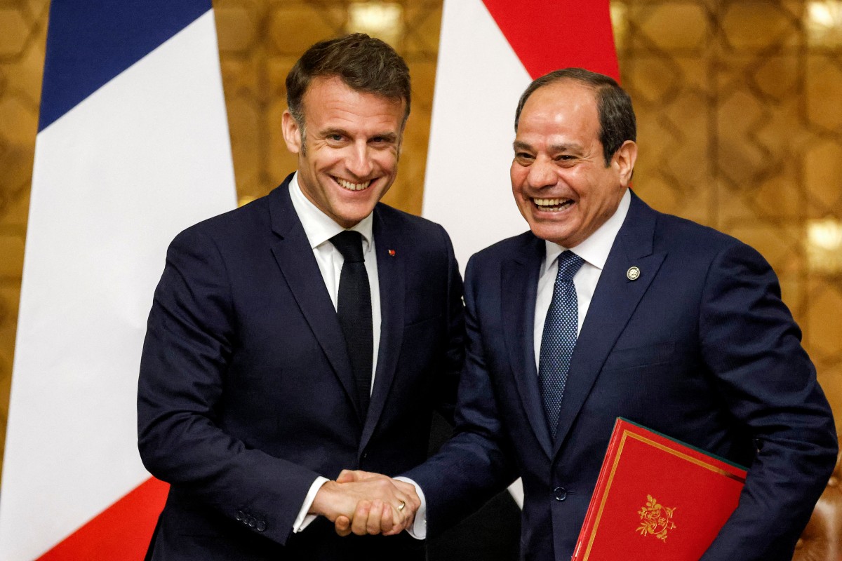 السيسي وماكرون. (أ ف ب)