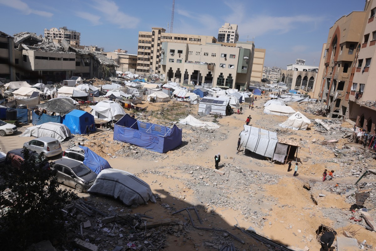  الخيام التي تأوي النازحين الفلسطينيين في قطاع غزة (أ ف ب). 
